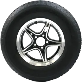ST205/75R15 tire - 5-Lug black aluminum wheel