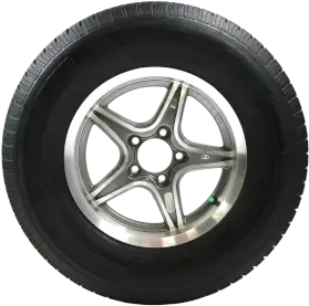 ST225/75R15 tire - 5-Lug gunmetal aluminum wheel